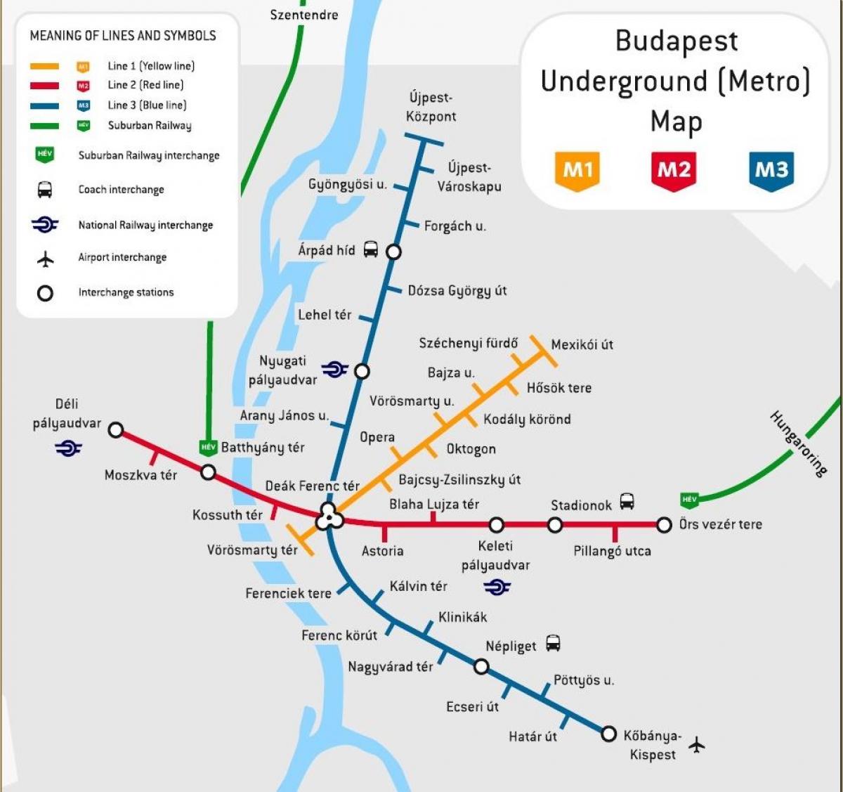 metro xəritəsi Budapeşt, Macarıstan