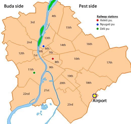 Budapeşt 8 rayonunda xəritə