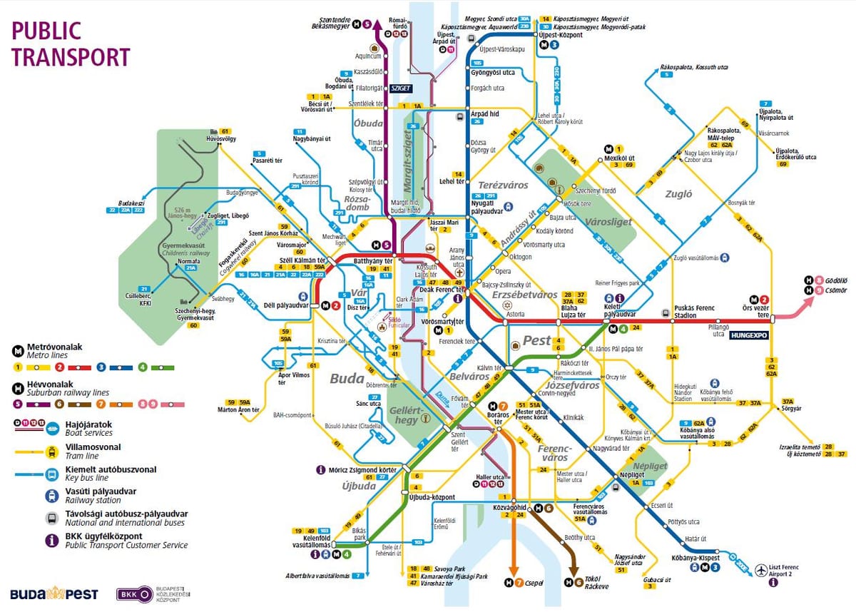 Budapeşt avtobus xətti xəritədə