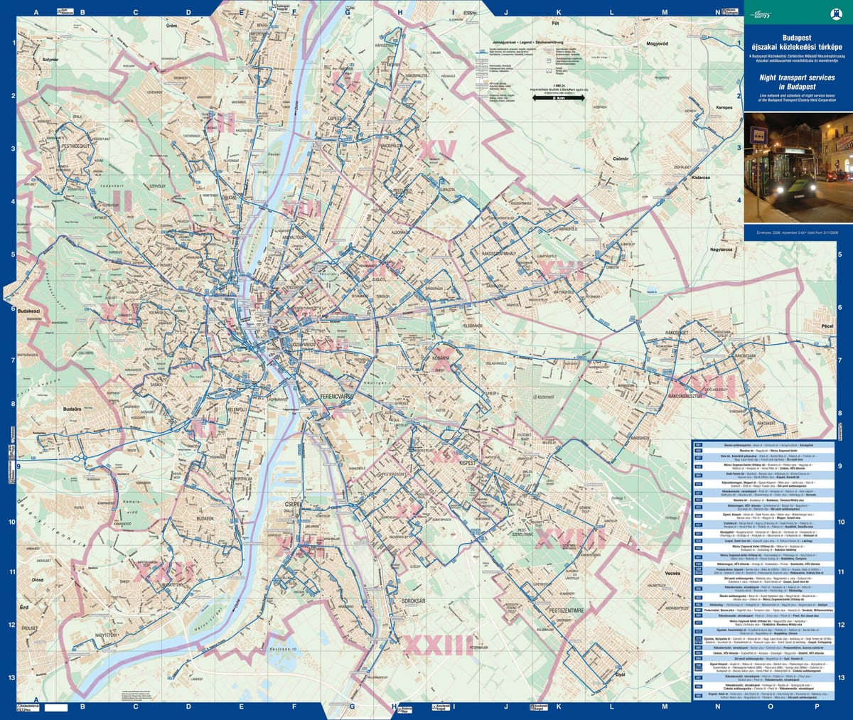 Budapeşt gecə avtobus xəritə