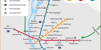 Metro xəritəsi Budapeşt, Macarıstan