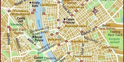 Şəhərin xəritəsi Budapeşt, Macarıstan